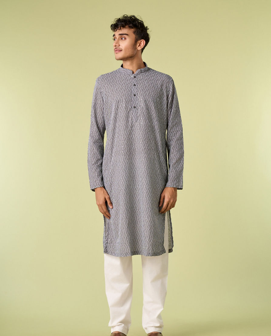 Diwas Men Dark Grey Elegance Kurta Pajama