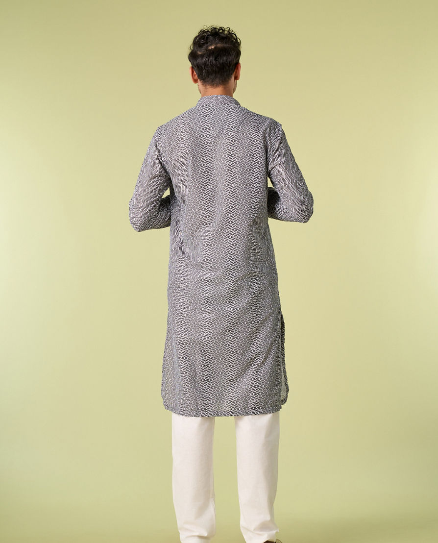 Diwas Men Dark Grey Elegance Kurta Pajama