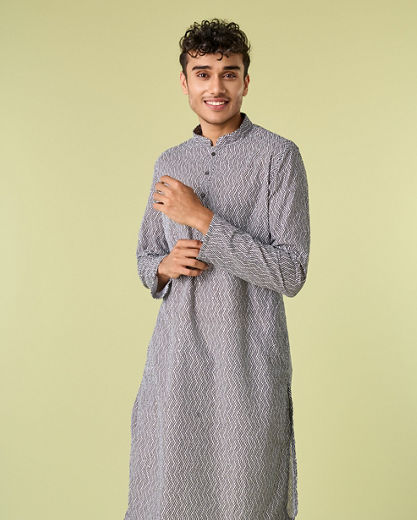 Diwas Men Dark Grey Elegance Kurta Pajama