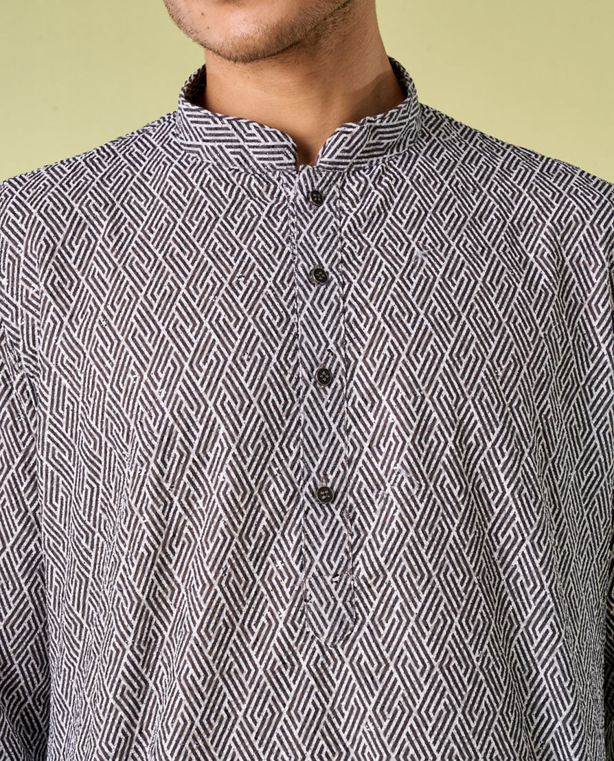 Diwas Men Dark Grey Elegance Kurta Pajama