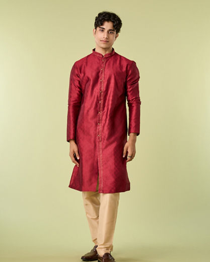 Diwas Men Maroon Kurta Pajama