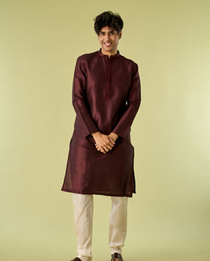 Diwas Men Wine Elegance Kurta Pajama