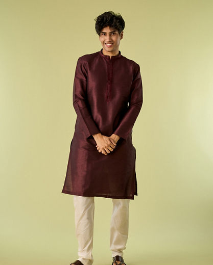 Diwas Men Wine Elegance Kurta Pajama