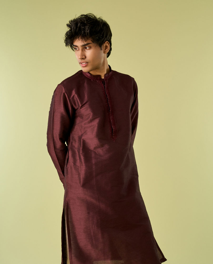 Diwas Men Wine Elegance Kurta Pajama