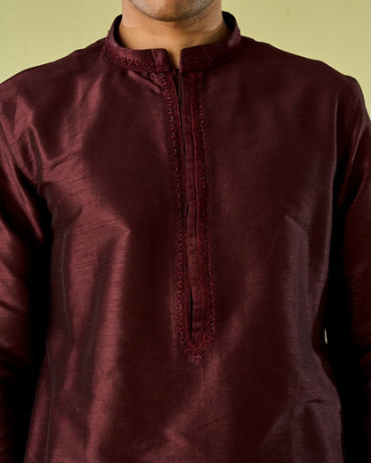 Diwas Men Wine Elegance Kurta Pajama
