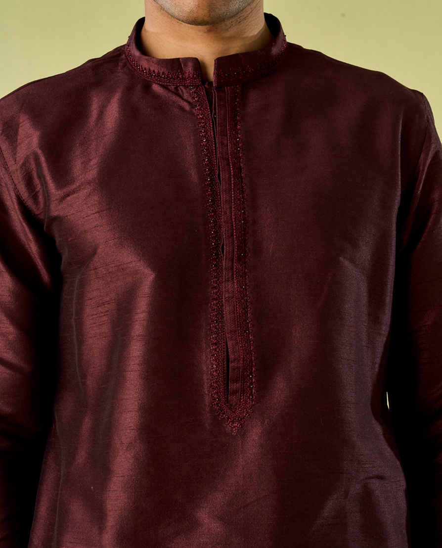 Diwas Men Wine Elegance Kurta Pajama