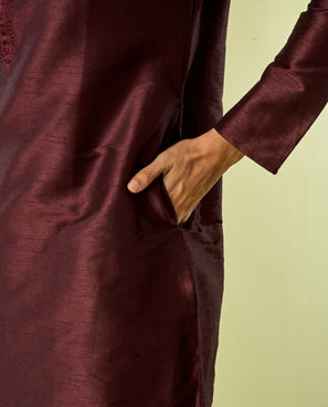 Diwas Men Wine Elegance Kurta Pajama
