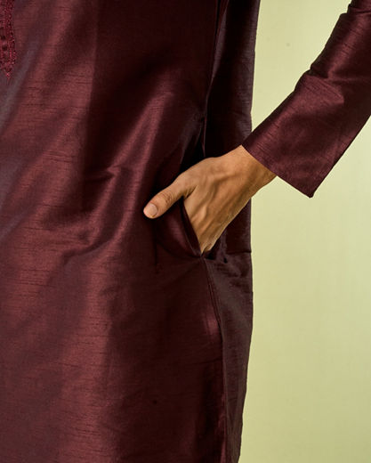 Diwas Men Wine Elegance Kurta Pajama
