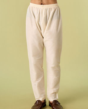 Diwas Men Cream Cotton Kurta Pajama with Self-Texture
