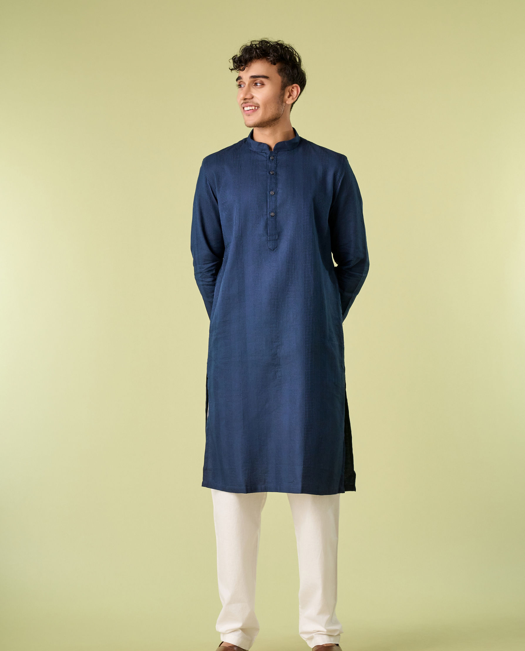 Diwas Men Radiant Dark Blue Kurta Pajama