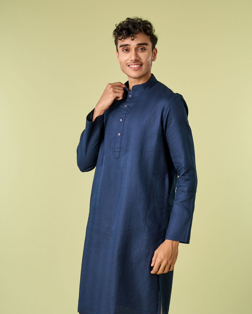Diwas Men Radiant Dark Blue Kurta Pajama