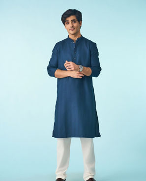 Diwas Men Radiant Dark Blue Kurta Pajama