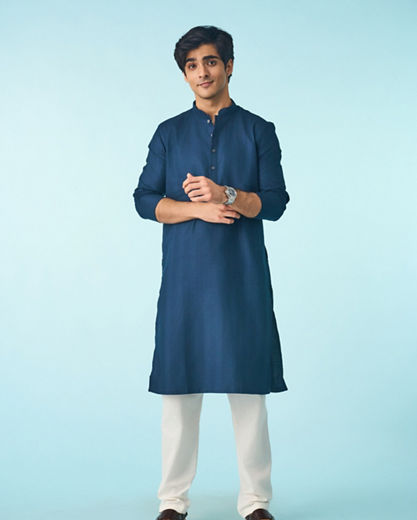 Diwas Men Radiant Dark Blue Kurta Pajama