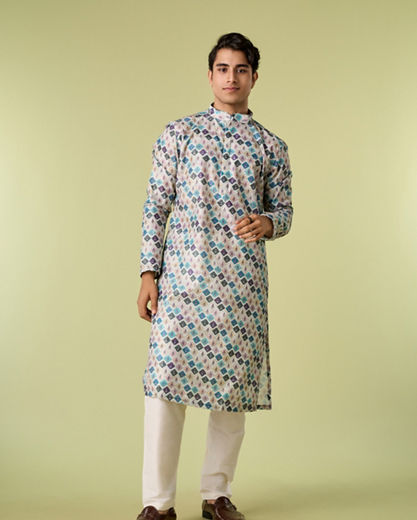 Diwas Men Enchanting Aqua Green Pajama Kurta
