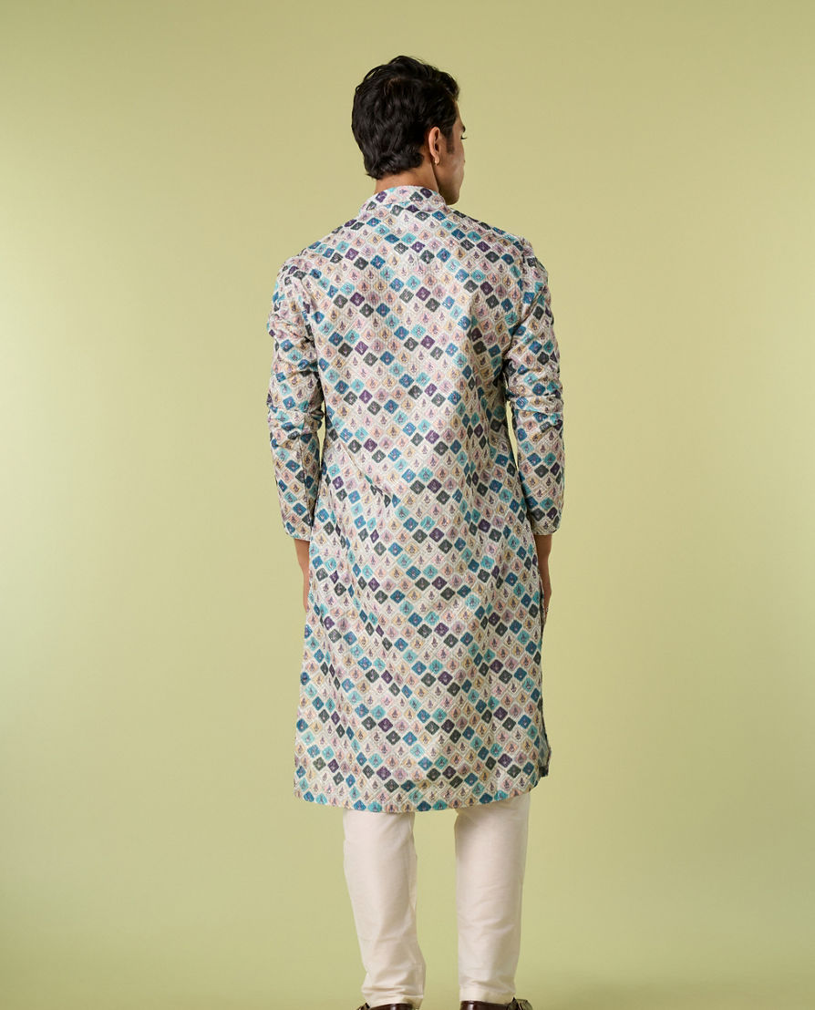 Diwas Men Enchanting Aqua Green Pajama Kurta