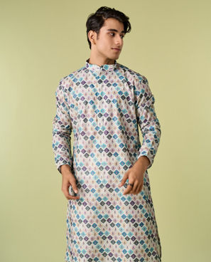 Diwas Men Enchanting Aqua Green Pajama Kurta