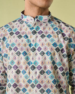 Diwas Men Enchanting Aqua Green Pajama Kurta