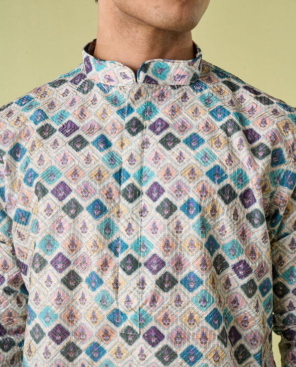 Diwas Men Enchanting Aqua Green Pajama Kurta