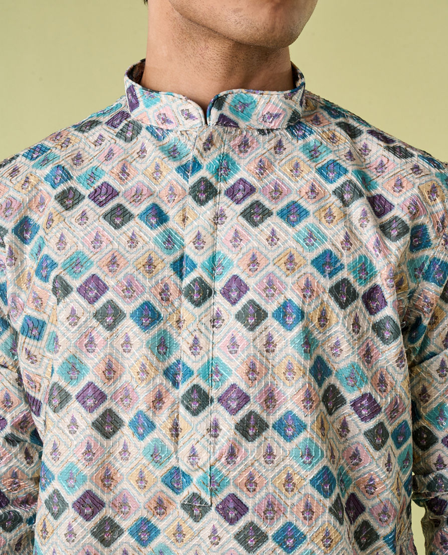 Diwas Men Enchanting Aqua Green Pajama Kurta