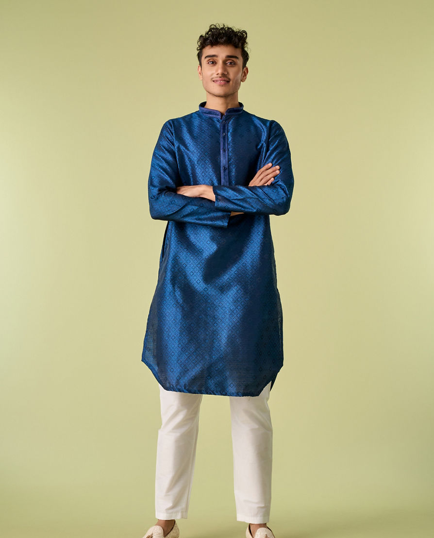 Diwas Men Mystic Dark Blue Kurta Pajama Set
