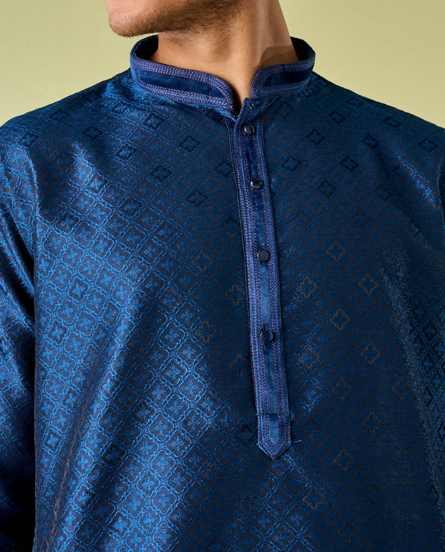 Diwas Men Mystic Dark Blue Kurta Pajama Set