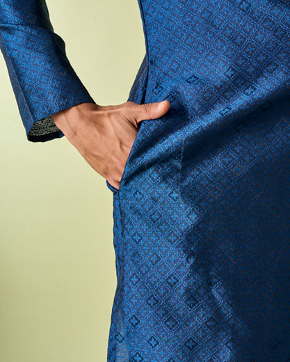 Diwas Men Mystic Dark Blue Kurta Pajama Set
