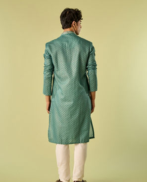 Diwas Men Radiant Green Embroidered Kurta Pajama