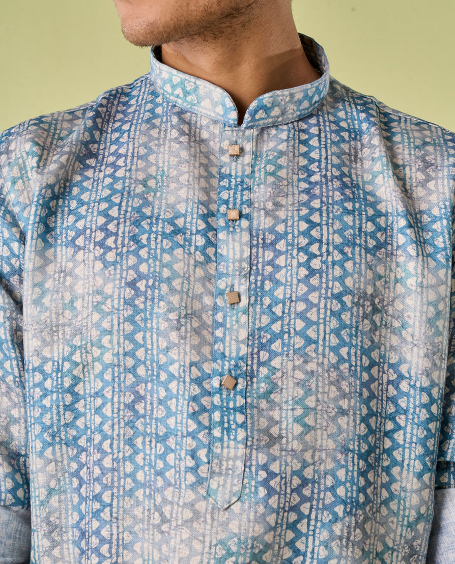 Diwas Men Majestic Aqua Green Kurta Pajama