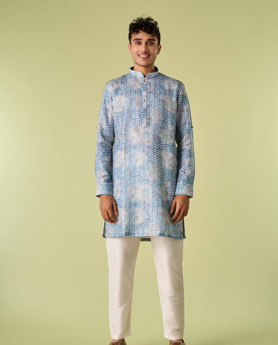 Diwas Men Majestic Aqua Green Kurta Pajama
