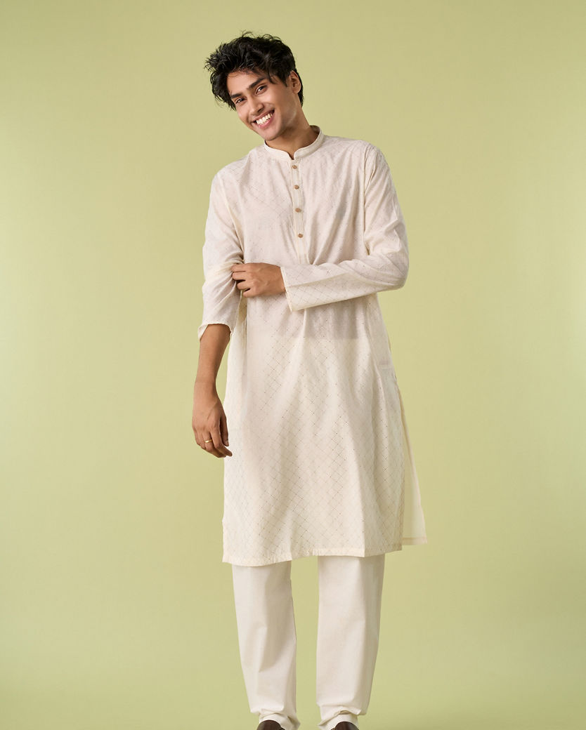 Diwas Men Cream Elegance Kurta Pajama