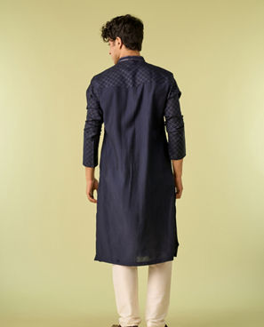 Diwas Men Opulent Dark Blue Kurta Pajama