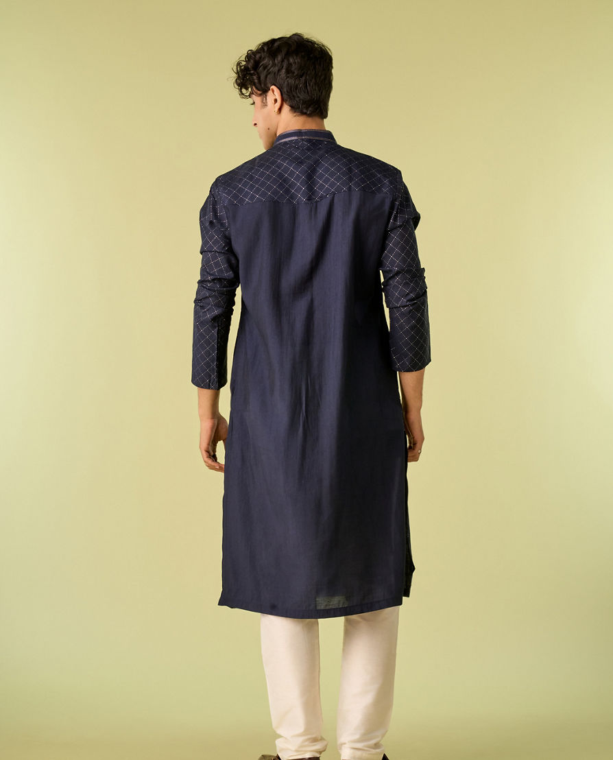 Diwas Men Opulent Dark Blue Kurta Pajama