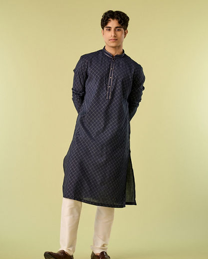 Diwas Men Opulent Dark Blue Kurta Pajama