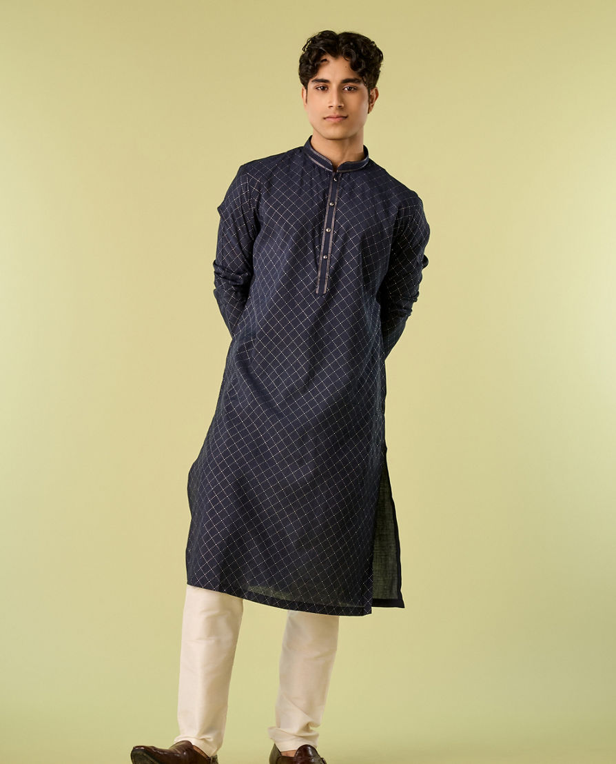 Diwas Men Opulent Dark Blue Kurta Pajama