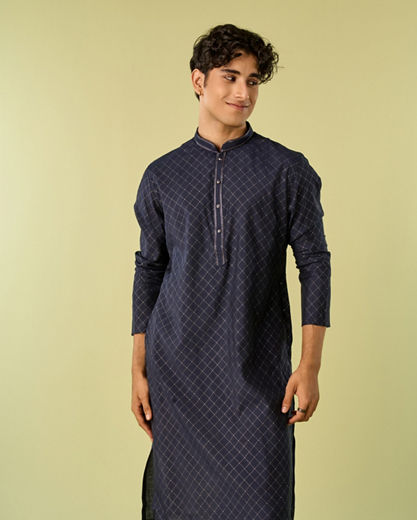 Diwas Men Opulent Dark Blue Kurta Pajama