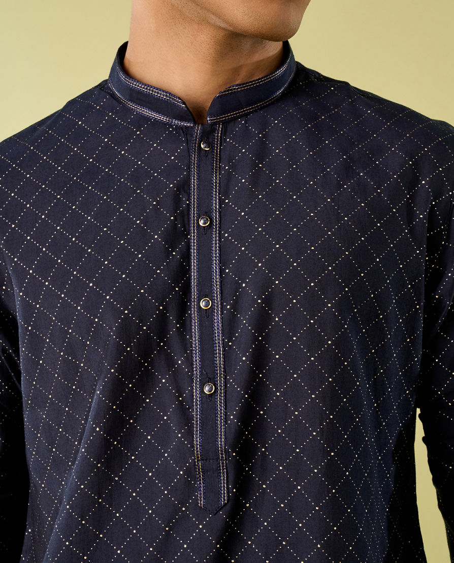 Diwas Men Opulent Dark Blue Kurta Pajama