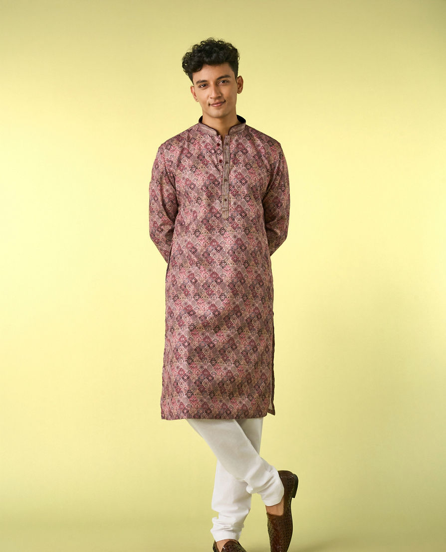 Diwas Men Brown Cotton Kurta Pajama