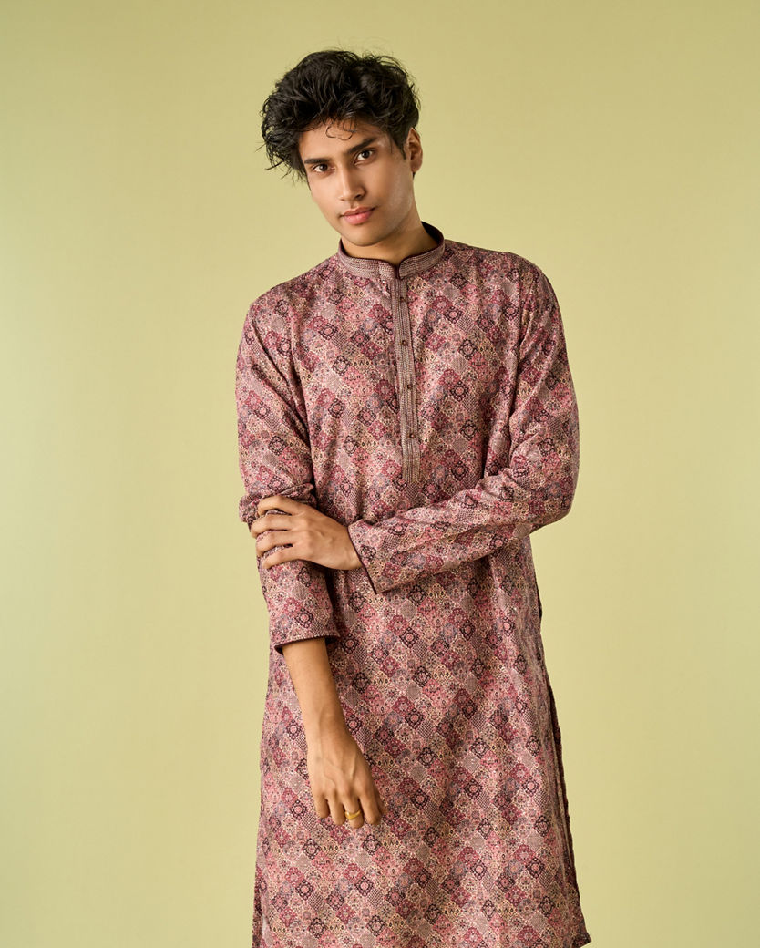 Diwas Men Brown Cotton Kurta Pajama