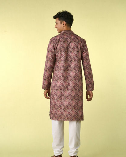 Diwas Men Brown Cotton Kurta Pajama