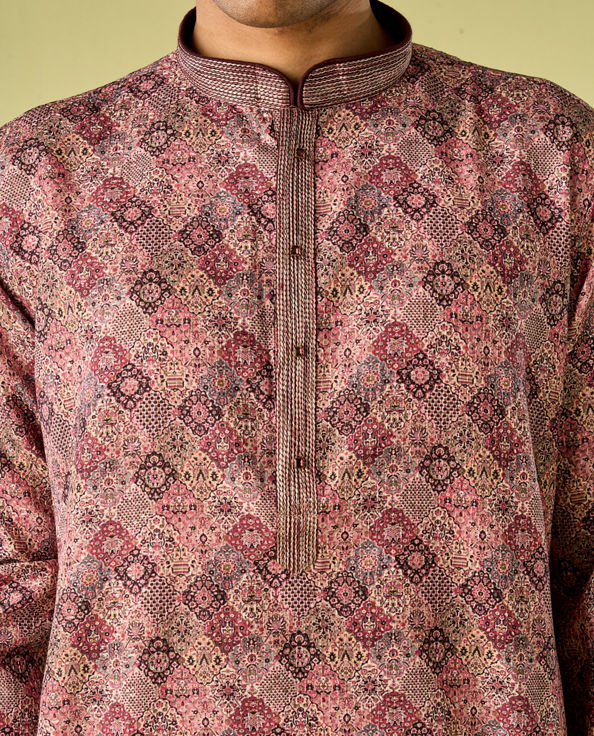 Diwas Men Brown Cotton Kurta Pajama