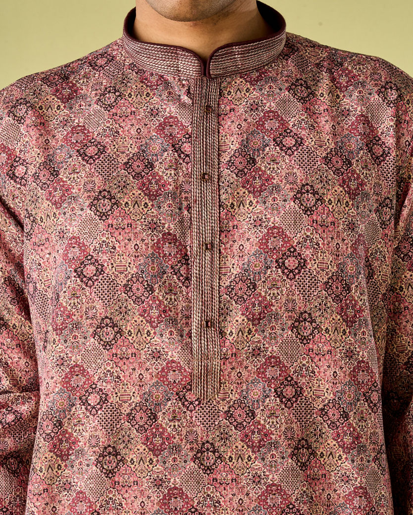 Diwas Men Brown Cotton Kurta Pajama