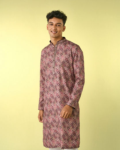 Diwas Men Brown Cotton Kurta Pajama
