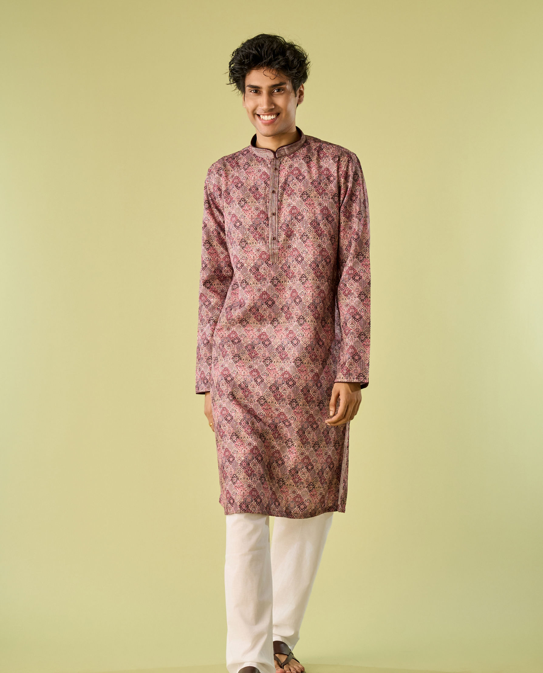 Diwas Men Brown Cotton Kurta Pajama