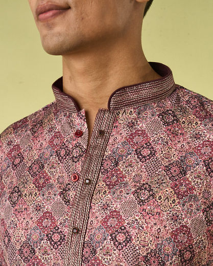 Diwas Men Brown Cotton Kurta Pajama