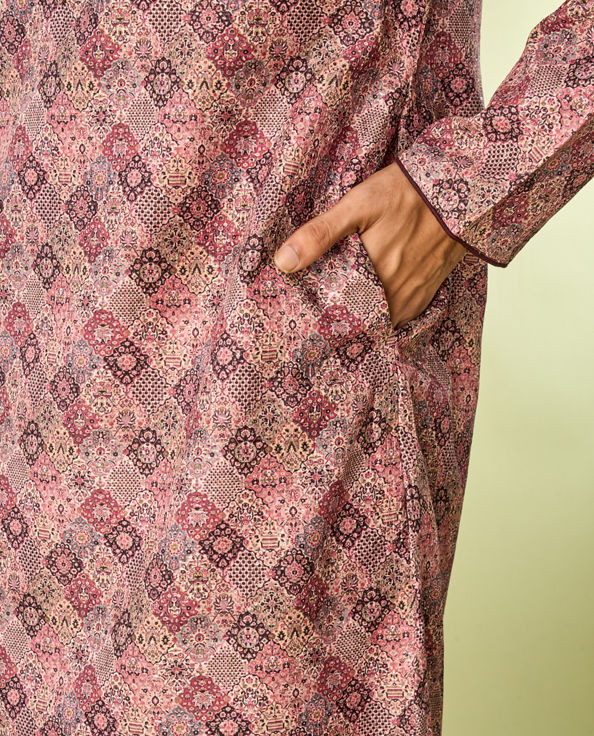 Diwas Men Brown Cotton Kurta Pajama