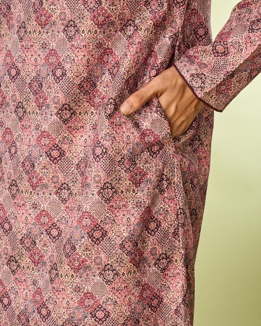 Diwas Men Brown Cotton Kurta Pajama