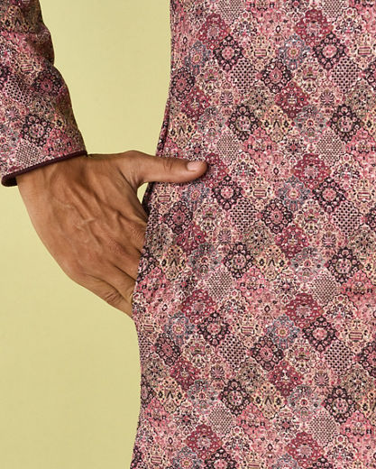 Diwas Men Brown Cotton Kurta Pajama