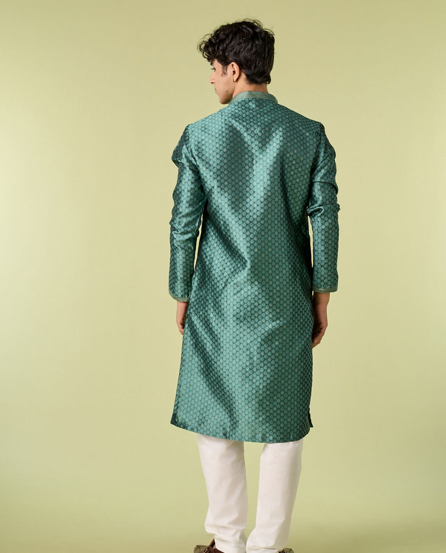 Diwas Men Olive Green Elegance Kurta Pajama