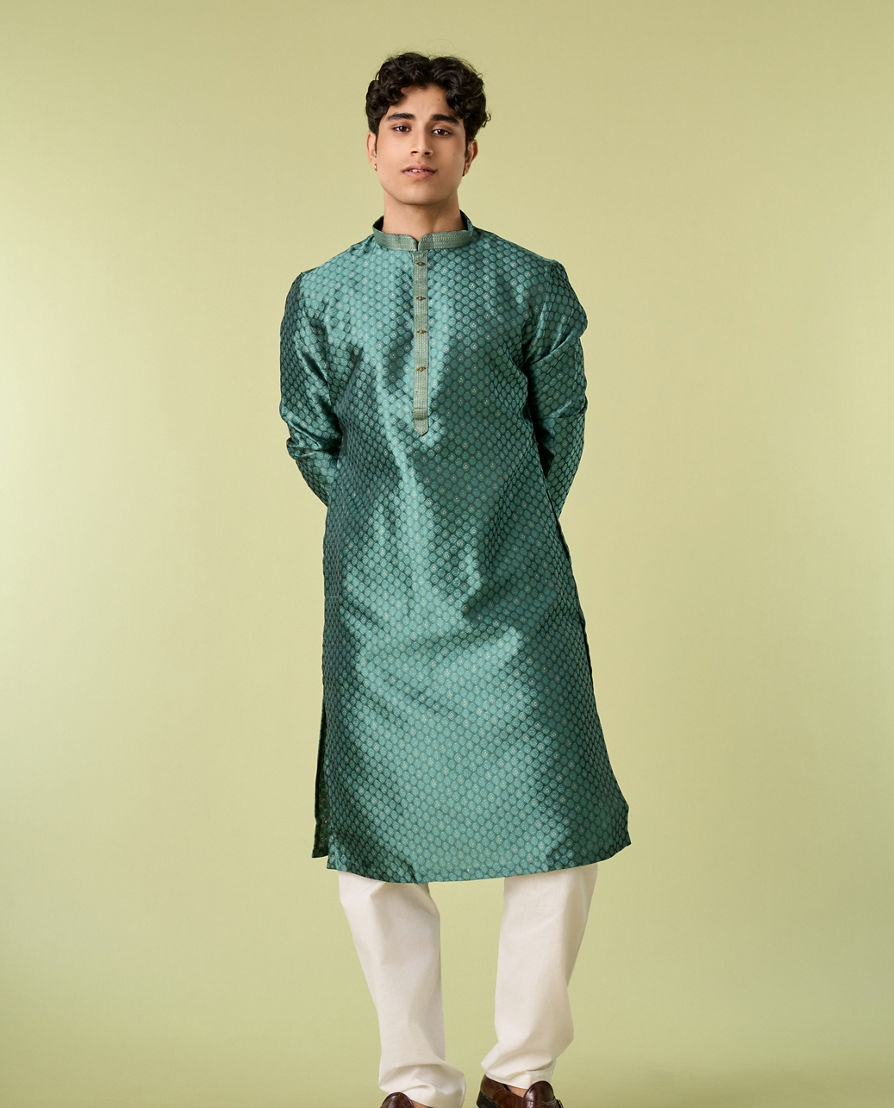 Diwas Men Olive Green Elegance Kurta Pajama