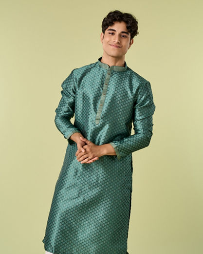 Diwas Men Olive Green Elegance Kurta Pajama